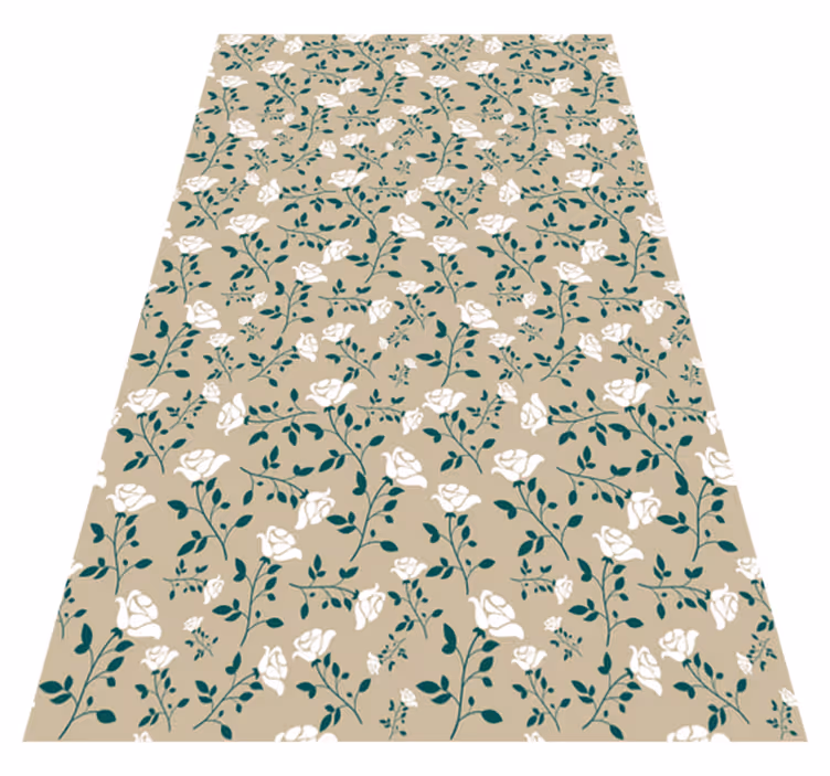 Tapis vinyle rétro motif rose vintage blanc - TenStickers