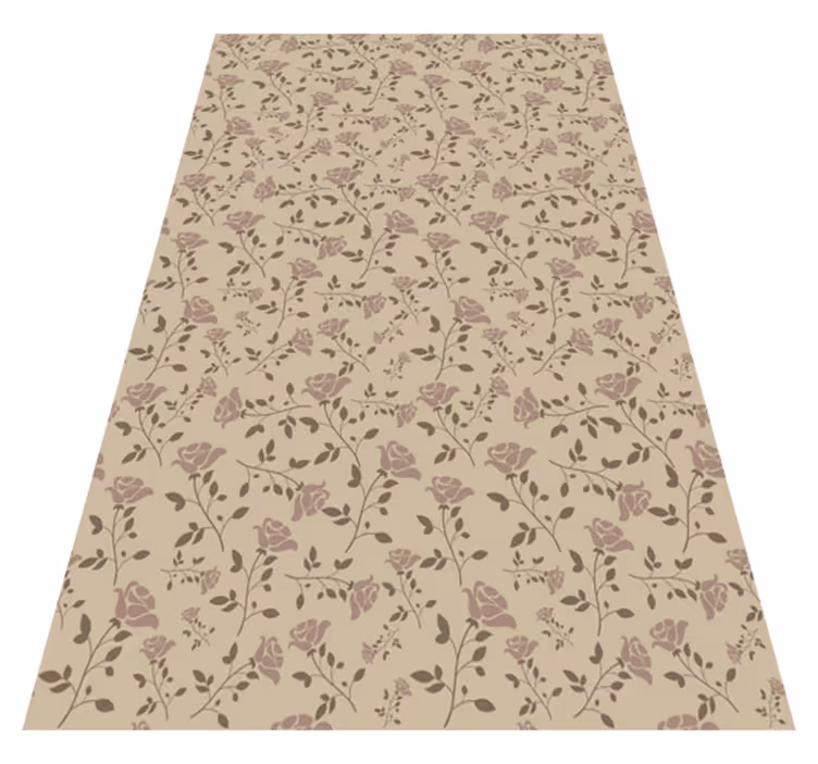 Tapis vinyle rétro motif rose vintage marron - TenStickers
