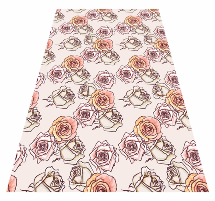Tapis vinyle rétro motif roses anglais - TenStickers
