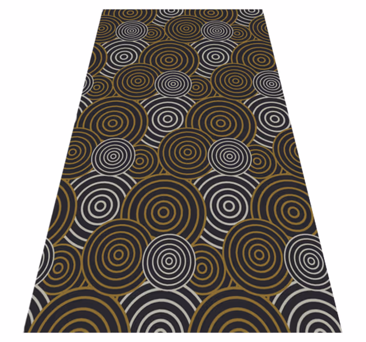 Tapis vinyle rétro motifs circulaires avec lignes - TenStickers