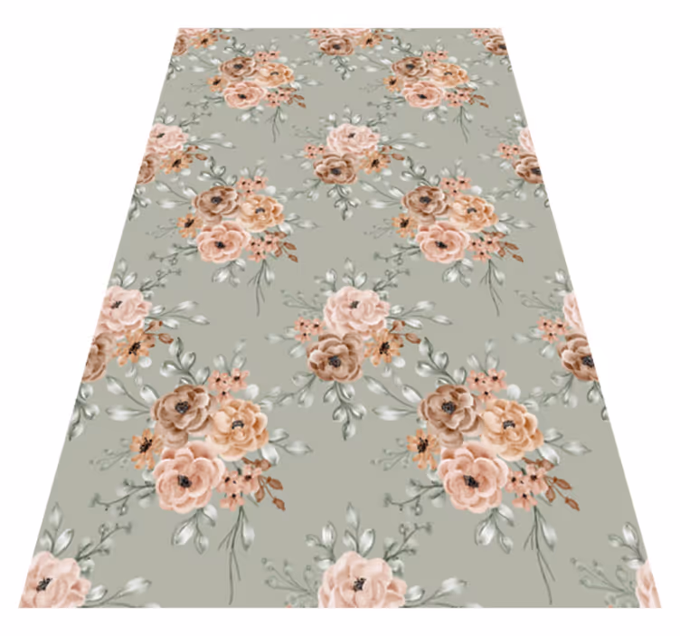 Tapis vinyle rétro roses vintage sur fond menthe - TenStickers