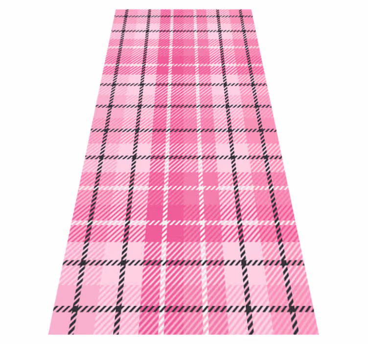 Tapis vinyle rétro tartan rose et noir - TenStickers