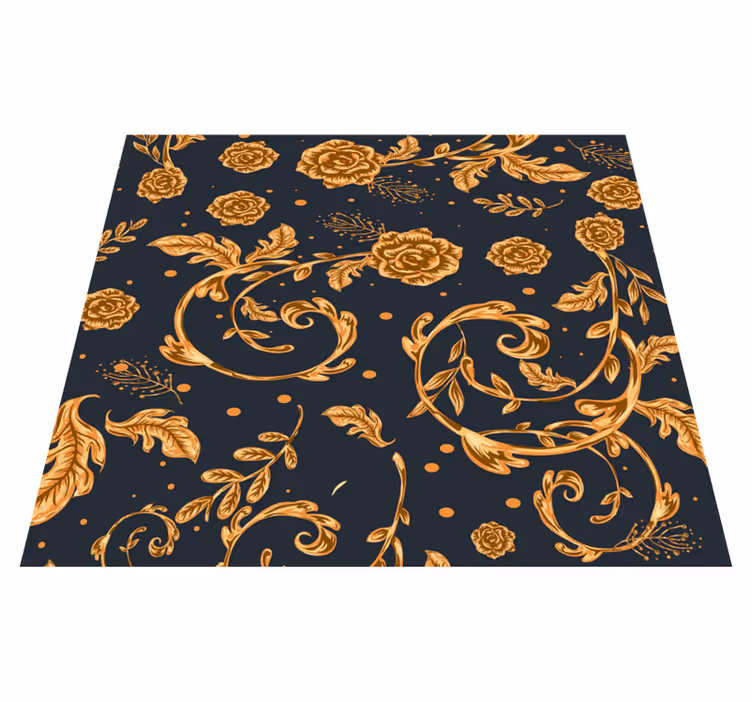 Tapis vinyle rétro feuille dorée - TenStickers