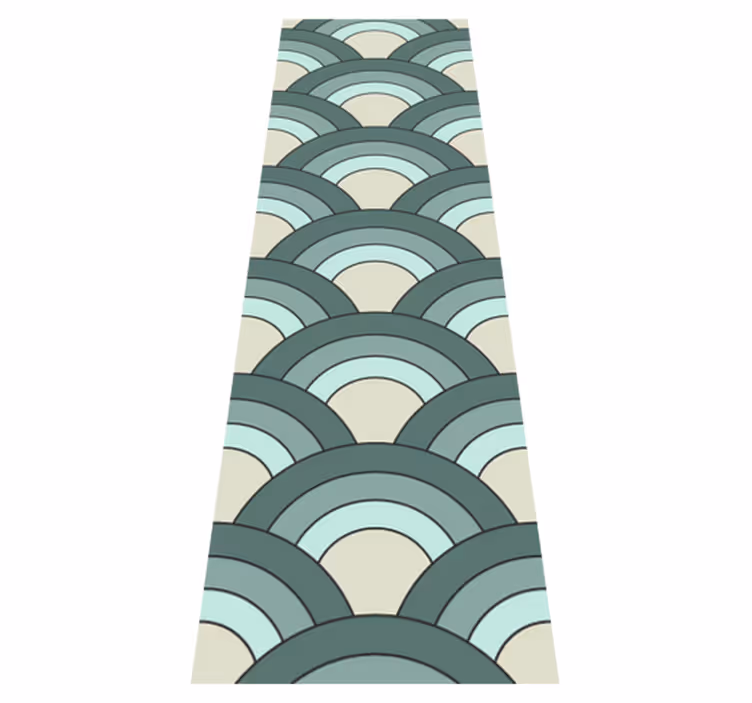 Tapis vinyle rétro motif écailles bleu dégradé - TenStickers