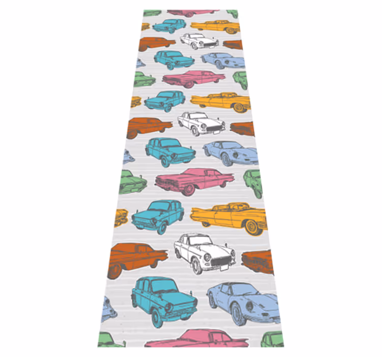 Tapis vinyle rétro voitures classiques colorées - TenStickers