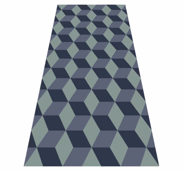 Tapis vinyle rétro motif cubes en dégradé de bleu - TenStickers