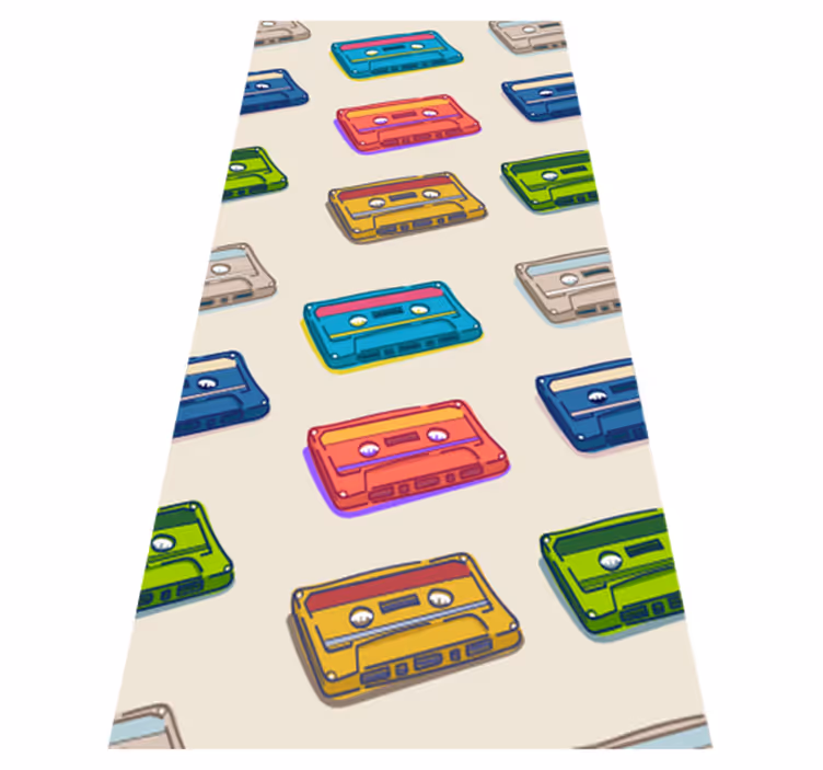 Tapis vinyle rétro motif de cassettes multicolores - TenStickers