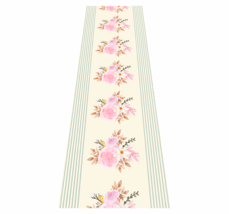 Tapis vinyle rétro motif floral rayé provincial - TenStickers