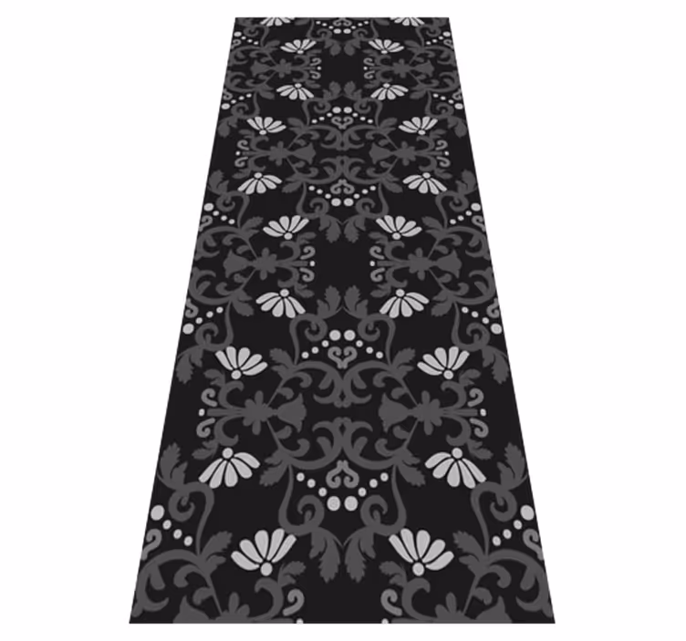 Tapis vinyle rétro style damassé classique noir - TenStickers