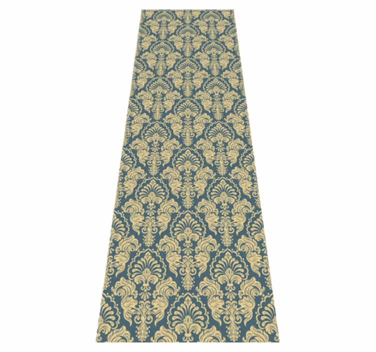 Tapis vinyle rétro motif classique turquoise et jaune - TenStickers