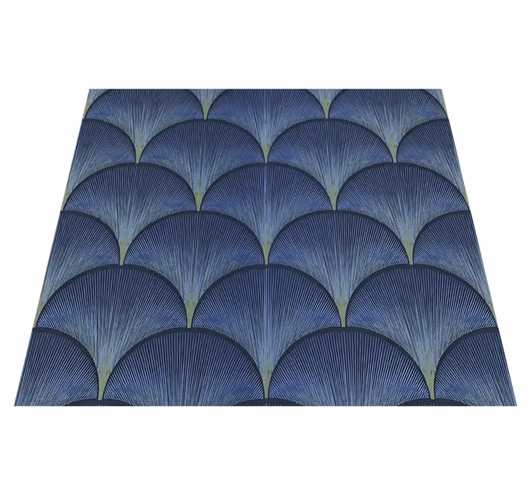 Tapis vinyle rétro motifs éventails bleus années 1920 - TenStickers