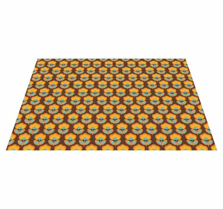 Tapis vinyle rétro fleurs et feuilles des années 70 - TenStickers