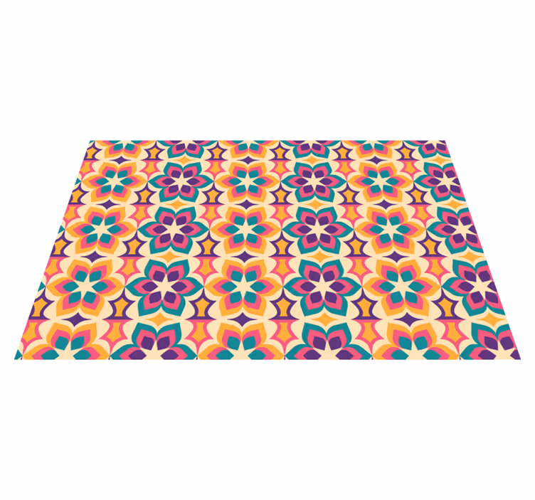 Tapis vinyle rétro fleurs des années 70 - TenStickers