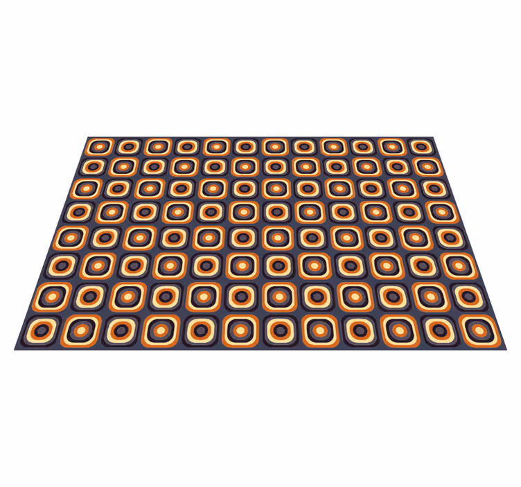 Tapis vinyle rétro carrés cercles des années 70 - TenStickers