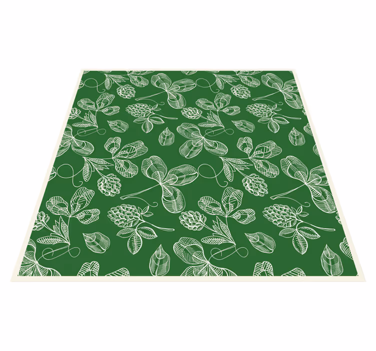 Tapis vinyle rétro motif brindille de magnolia vert - TenStickers