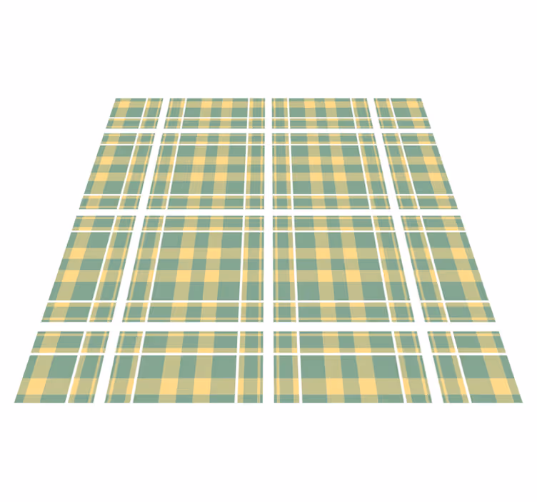 Tapis vinyle rétro à motif vichy jaune vert blanc - TenStickers