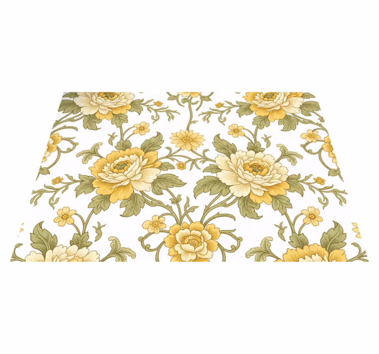 Tapis vinyle rétro design vintage avec fleurs jaunes - TenStickers