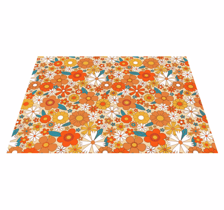 Tapis vinyle rétro fleurs multicolores des années 70 - TenStickers