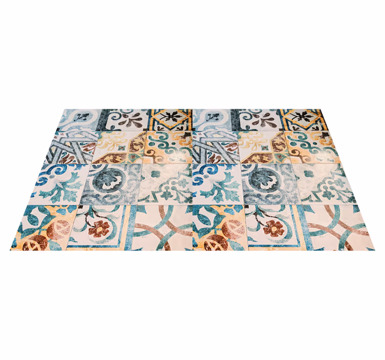 Tapis vinyle rétro motif mosaïque rétro - TenStickers