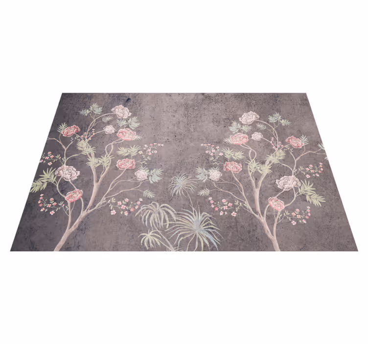 Tapis vinyle rétro arbre rose style vintage - TenStickers