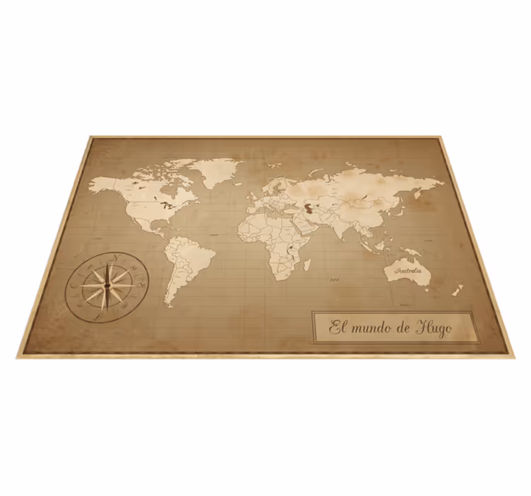 Tapis vinyle carte du monde vintage avec noms - TenStickers
