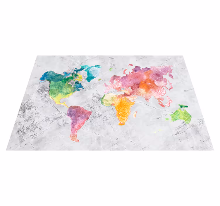 Tapis vinyle carte du monde aspect pierre coloré - TenStickers
