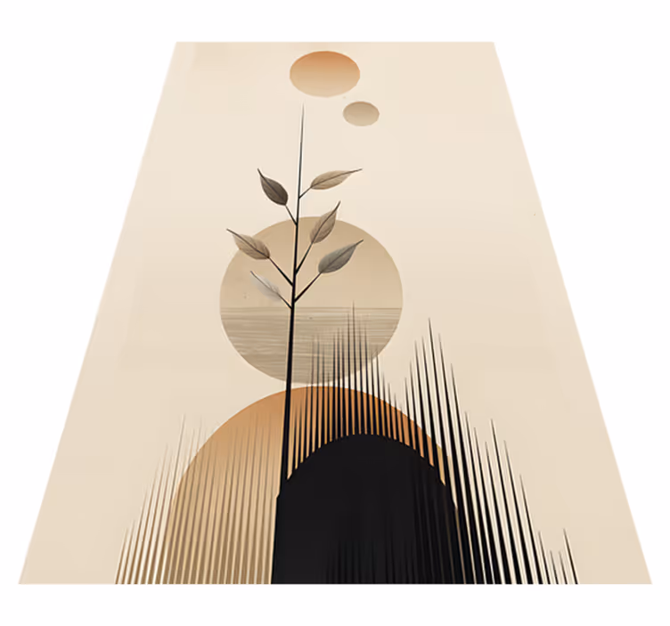 Tapis vinyle fleurs et plantes style bohème abstrait - TenStickers