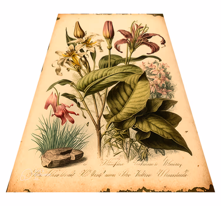 Tapis vinyle fleurs et plantes imprimé botanique vintage - TenStickers