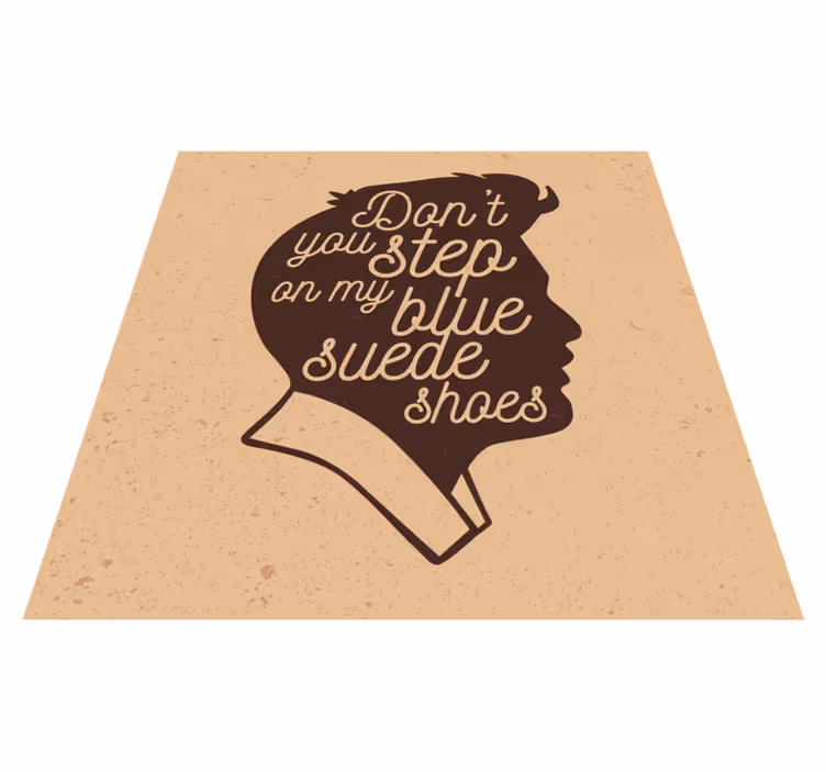 Tapis vinyle citation chaussures en daim bleu - TenStickers