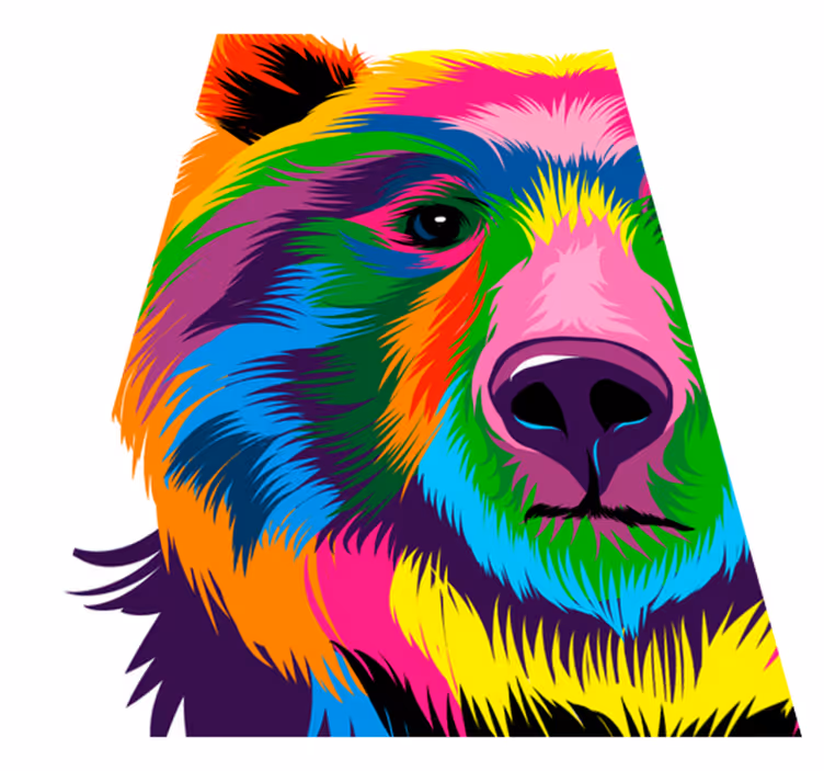 Tapis vinyles géométriques ours coloré - TenStickers