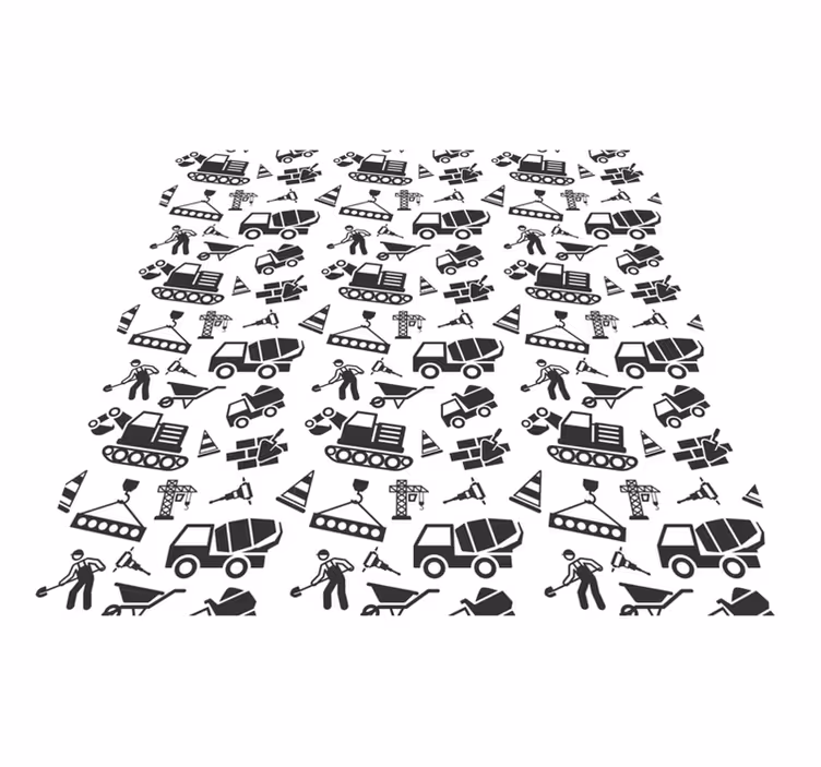 Tapis vinyle pour enfants excavateurs et camions monochromes - TenStickers