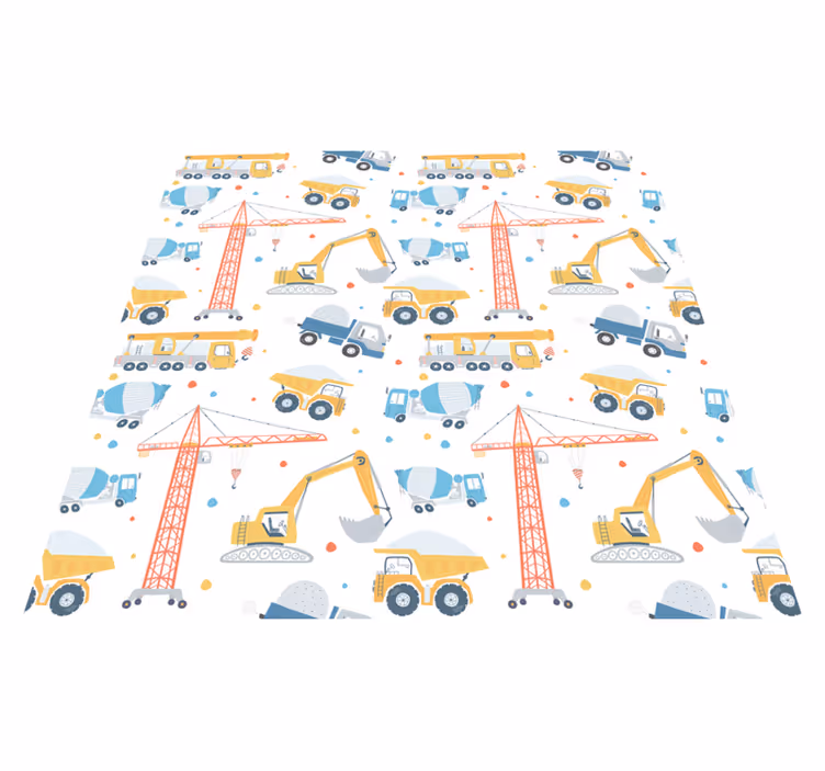 Tapis vinyle pour enfants véhicules de chantier pastel - TenStickers