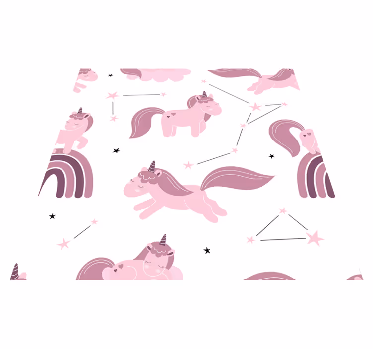 Tapis vinyle pour enfants licornes drôles et constellations - TenStickers