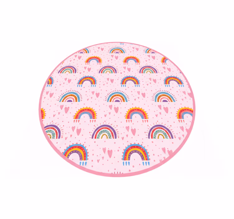 Tapis vinyle pour enfants pois roses et arcs-en-ciel colorés - TenStickers