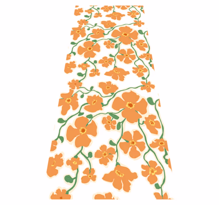 Tapis vinyle salon fleurs marguerites vert orange - TenStickers