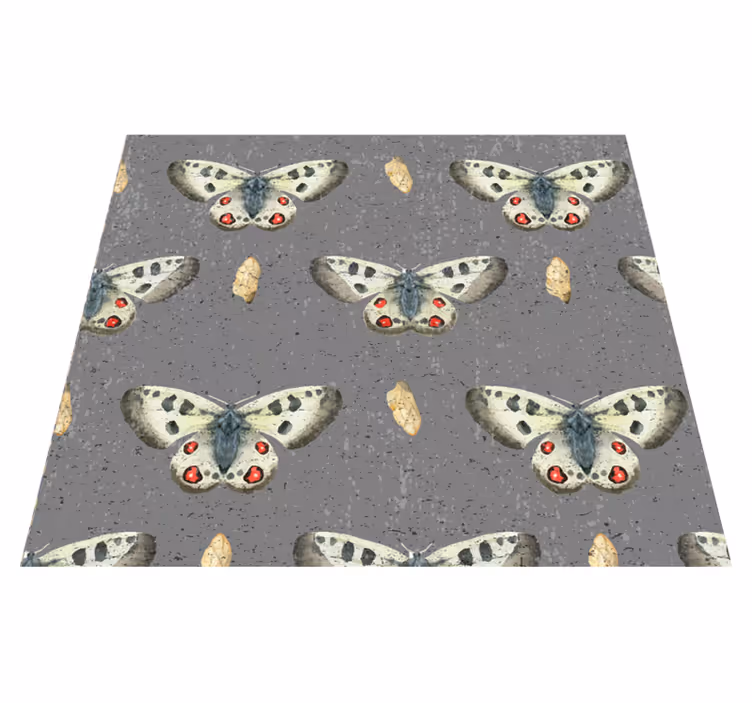 Tapis vinyle gris motif papillon simple - TenStickers