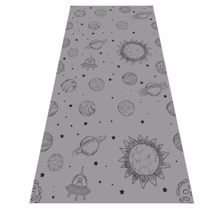 Tapis vinyle gris croquis d'exploration spatiale - TenStickers