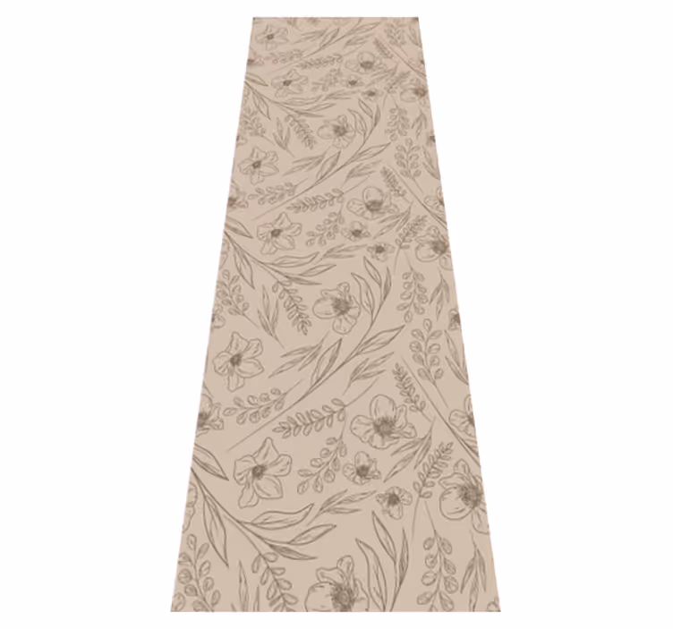Tapis vinyle beige motif floral taupe - TenStickers