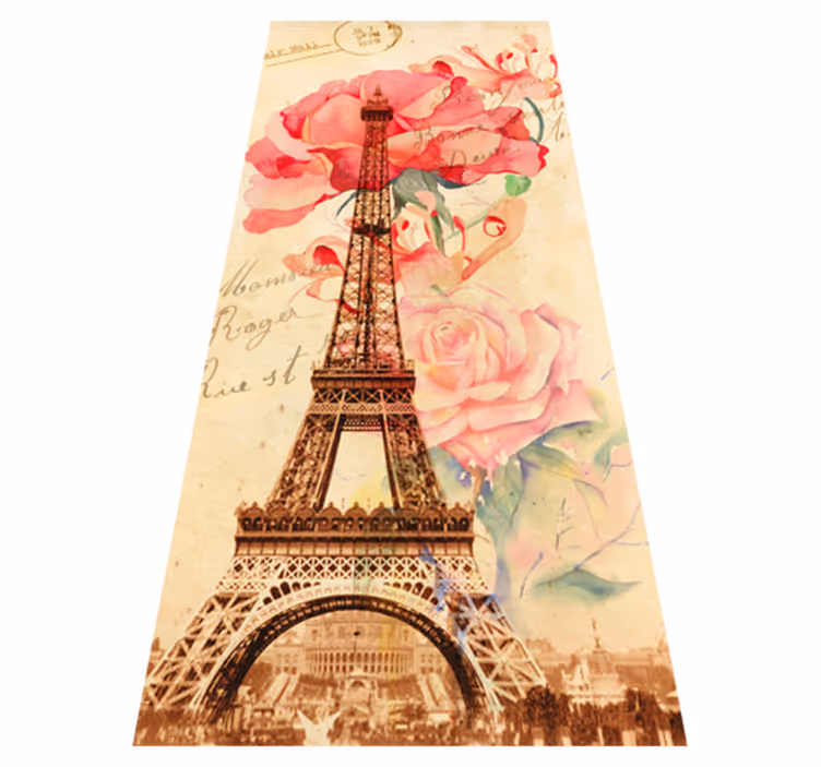 Tapis vinyle beige style rétro paris - TenStickers