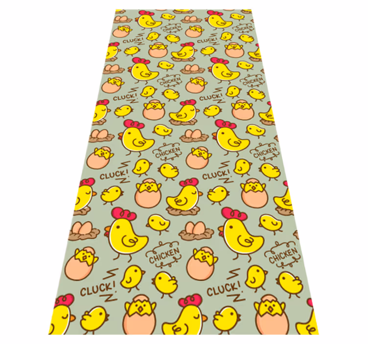 Tapis vinyle jaune motif œufs de poule mignons 6 - TenStickers