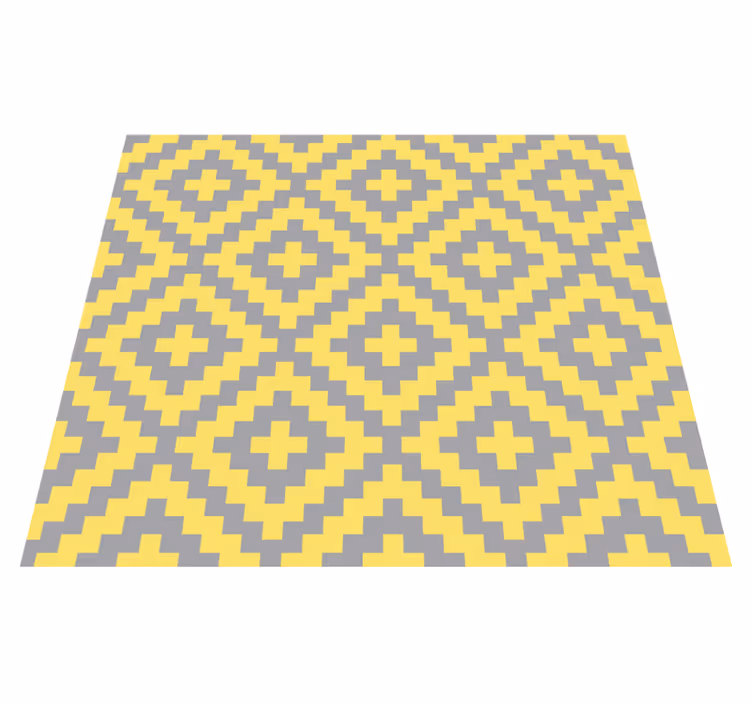 Tapis vinyle jaune motif triangles gris et jaune - TenStickers