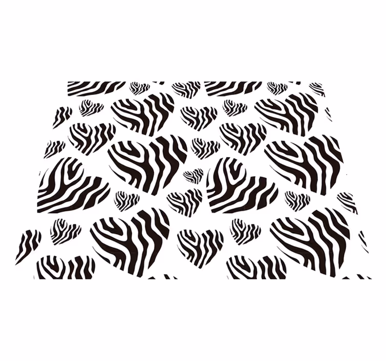 Tapis vinyle blanc motif cœur zèbre - TenStickers