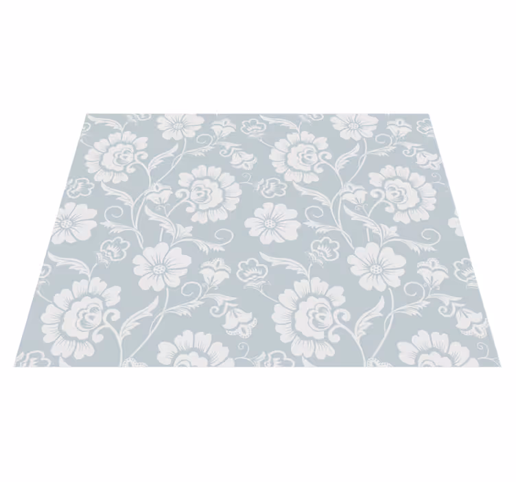 Tapis vinyle blanc imprimé floral "granny chic" - TenStickers