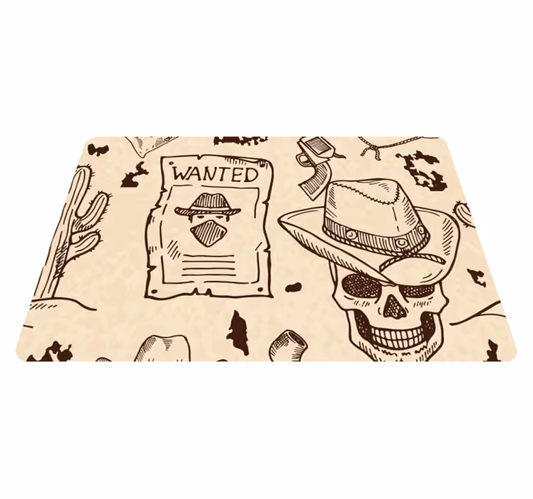 Tapis vinyle marron icônes du far west - TenStickers
