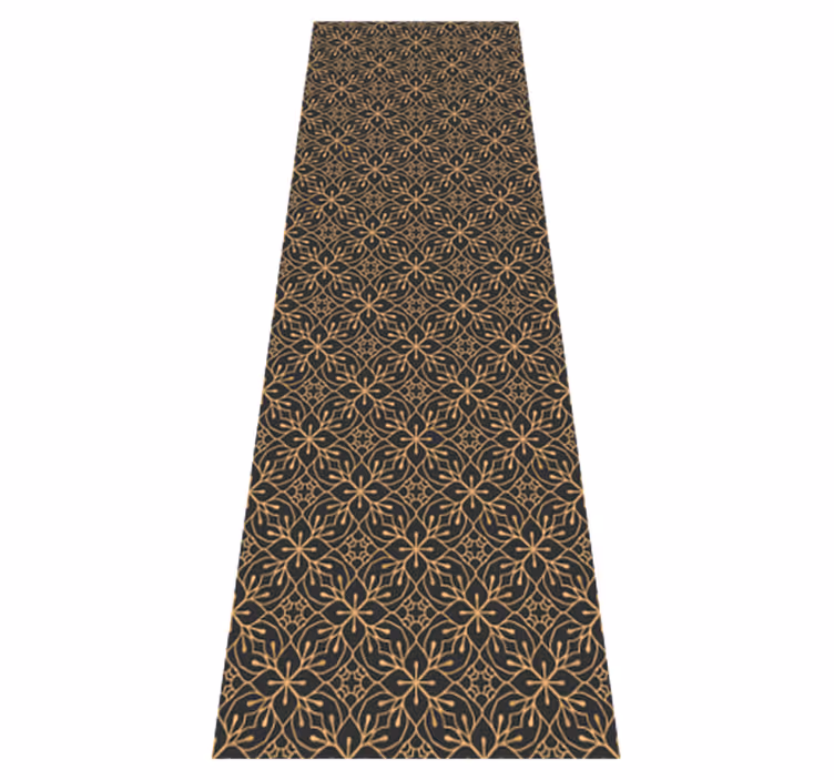 Tapis vinyle marron motif floral indien - TenStickers