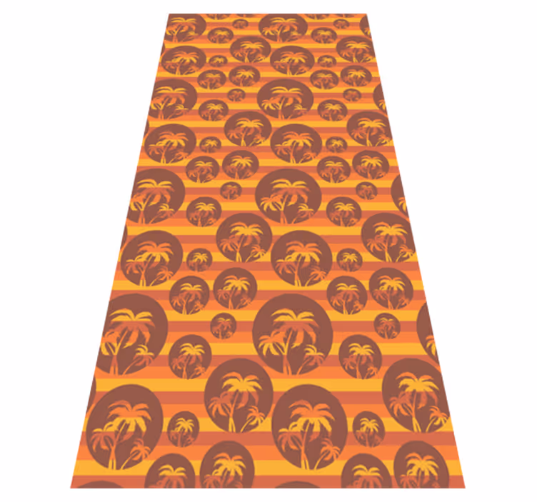 Tapis vinyle marron coucher de soleil et palmiers - TenStickers
