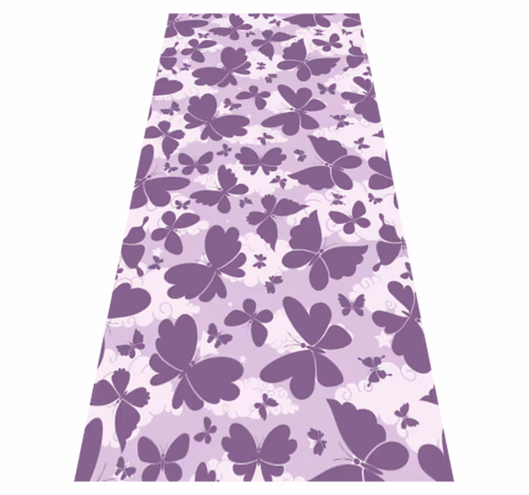 Tapis vinyle violet motif papillons ciel nuageux - TenStickers