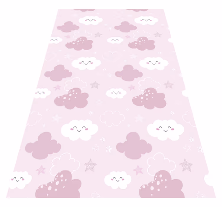 Tapis vinyle violet fond rose avec blanc joyeux - TenStickers