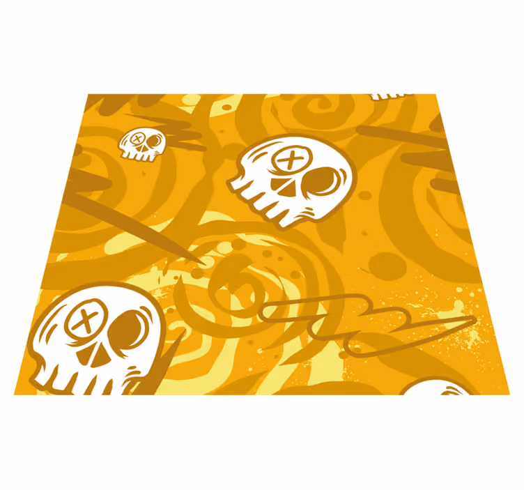 Tapis vinyle orange graffiti avec des crânes - TenStickers