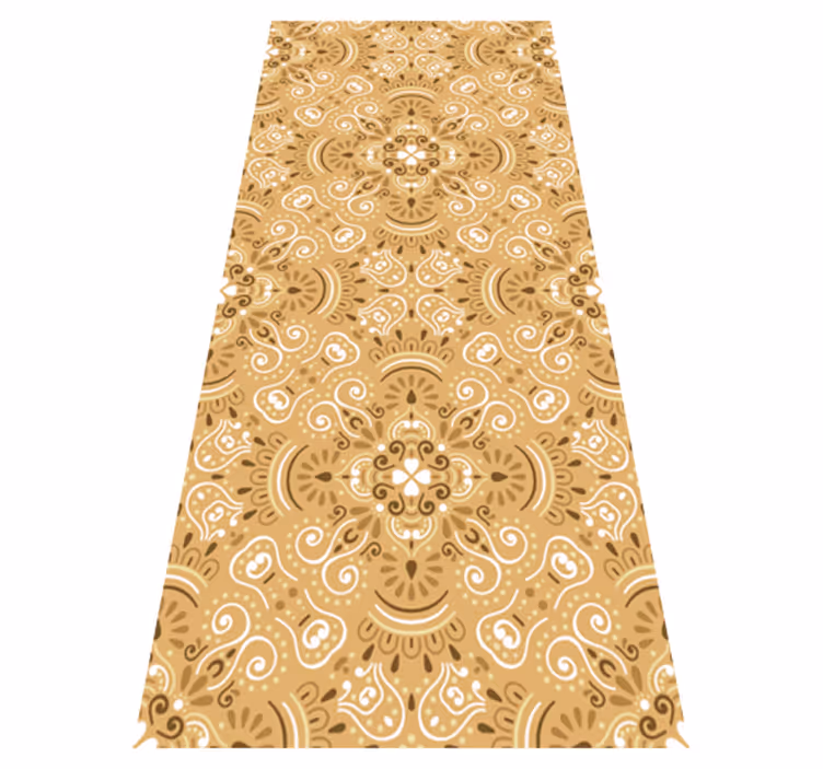Tapis vinyle orange motif ornemental beige vintage - TenStickers